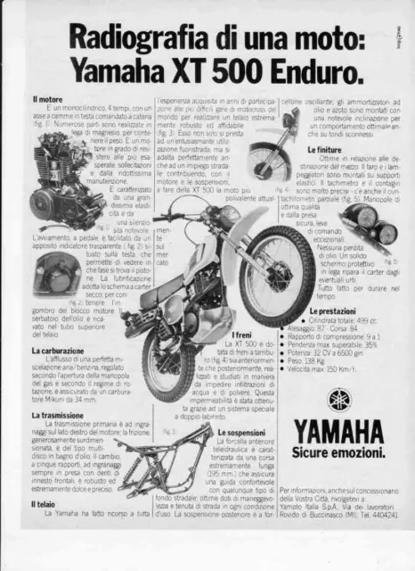 advertising Pubblicità- MOTO YAMAHA XT 500 ENDURO  1977- MOTOGIAPPONESI   EPOCA