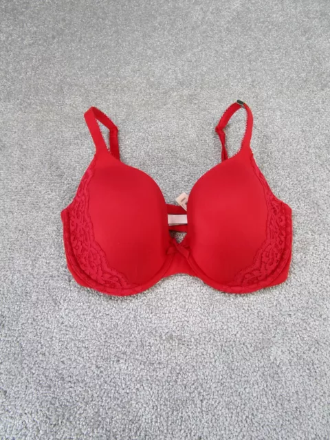 Victorias Secret Bra 32Ddd Red Body By Victoria Lined Underwire Lace Trim NEW