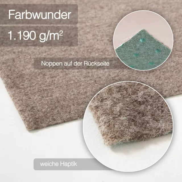 Rasenteppich 1190g/m² Farbwunder Pro Beige Kunstrasen Vlies Kunstrasenteppich