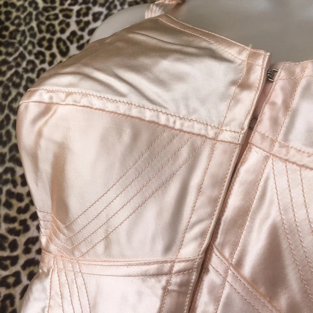 FRENCH 1940S PIN-UP BUSTIER BRA~LUXURIOUS PINK SILK SATIN~MADE IN