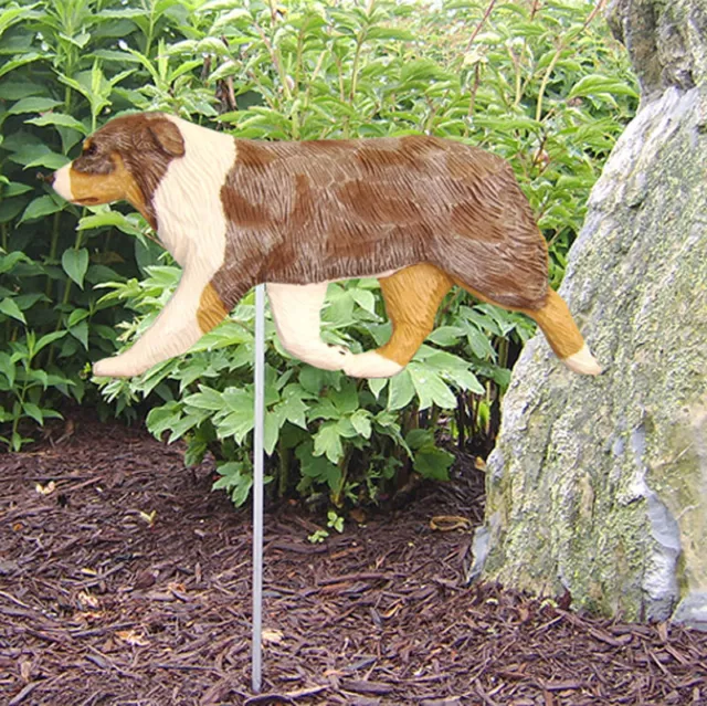 Australian Shepherd Outdoor Garden Dog Sign Hand Painted Figure Red Merle