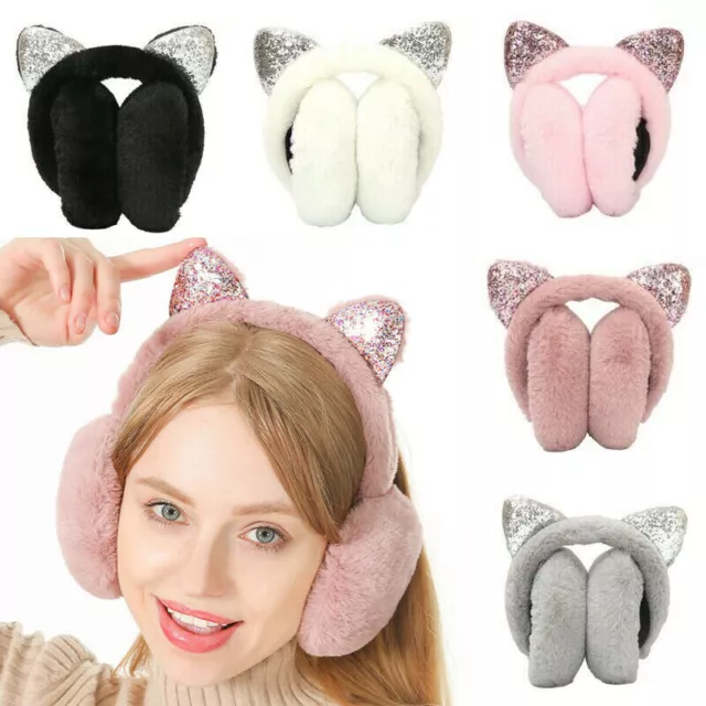 Women Kid Ear Muffs Lovely Earmuffs Cute Cat Ear Winter Headband Ear Warmer