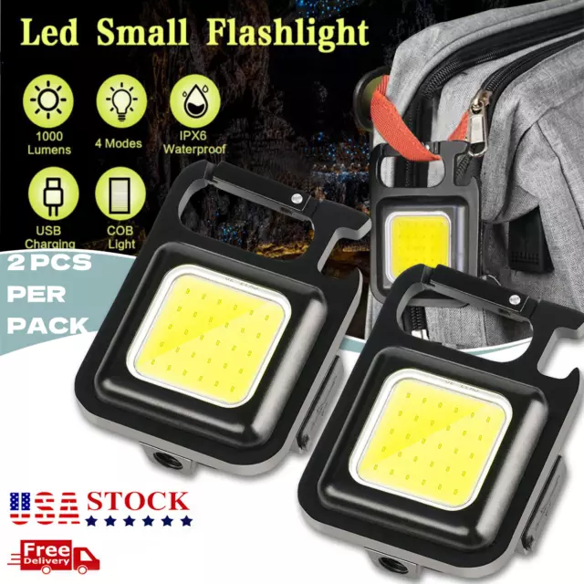 800 Lumens Mini COB Flashlights Bright Rechargeable Keychain Small Pocket Light