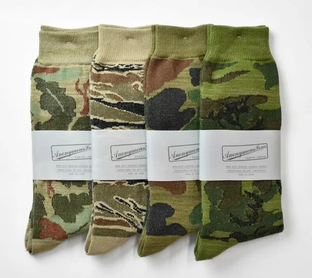 ANONYMOUS ISM Camo Crew Socks 15196200 unisex New 4color Made in Japan