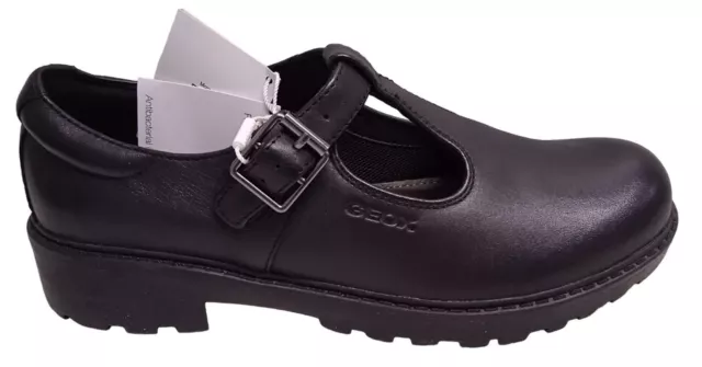 GEOX Girls Casey Black Leather T-Bar Ballerina Flats Shoes EU36 UK3 NEW RRP55