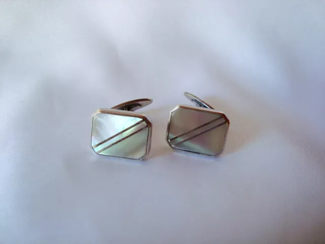 Edle alte Perlmutt Manschettenknöpfe 835 Silber old Cufflinks / bj 777 2