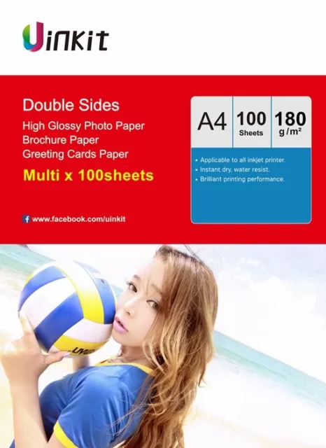 A4  Double Sides Photo Paper High Glossy Inkjet Paper 180Gsm Inkjet Print Uinkit