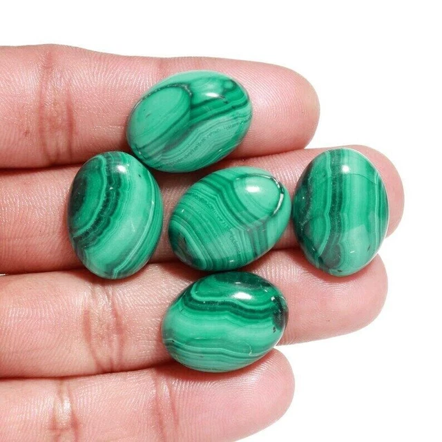 Pierre précieuse malachite naturelle 20x15 mm forme ovale dos plat cabochon...