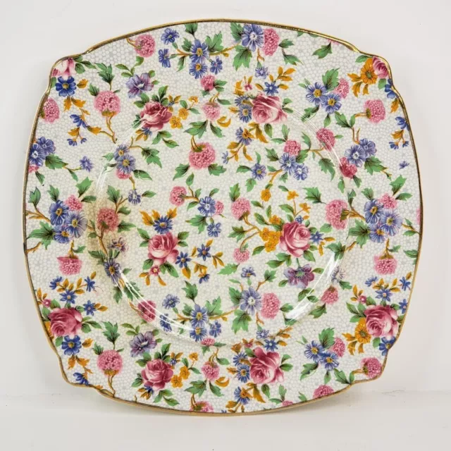Royal Winton Grimwades Old Cottage Chintz Ridged Cheese Dish Tray Made England