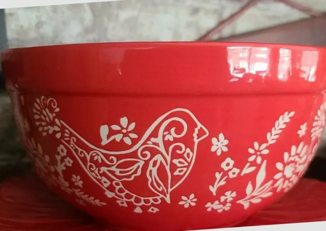 Pioneer Woman Stoneware 10 Mixing Bowl w/Spout ~ Mazie ~ Red w/ Retro  Design