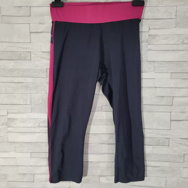 Ladies F&F ACTIVE Leggings Black Pink Size 10 UK Cropped Gym Yoga Running