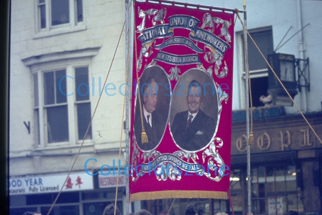35mm Slide 1970's Doncaster Miners Rally Parade New Stubbin Branch Banner