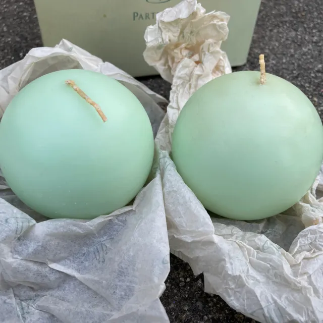 PartyLite 2-3" Ball Candles- Honeydew Mint - Q3652 2 Candles In Box