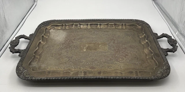Silver On Copper 28 x 17 Dinner Platter Tray