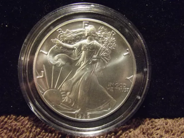 Better Date 1989 Uncirculated AMERICAN SILVER EAGLE COIN - Encapsulated