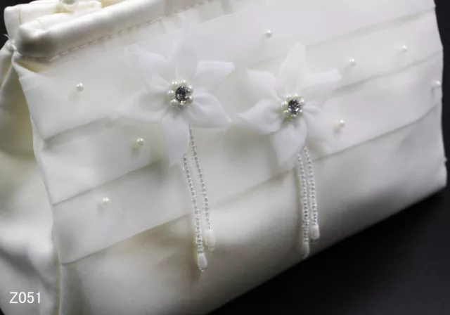 Brauttasche Z051 Abendtasche Damen Satin Traumhafte Perlen Braut Beutel Lafairy 3