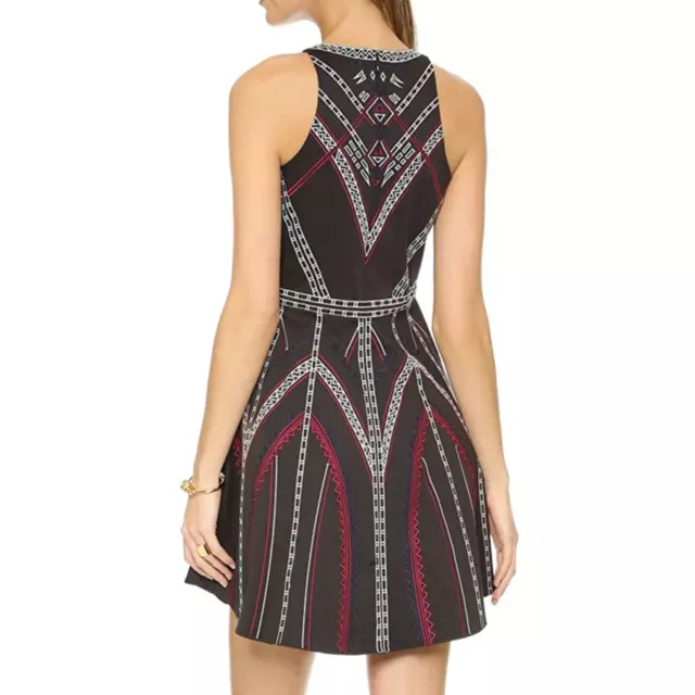 Parker Garnet Geometric Embroidered Fit and Flare Dress Women's S 2