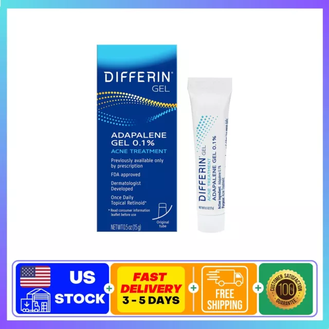 Differin Acne Treatment Gel, Retinoid Treatment for Face with 0.1% Adapalene