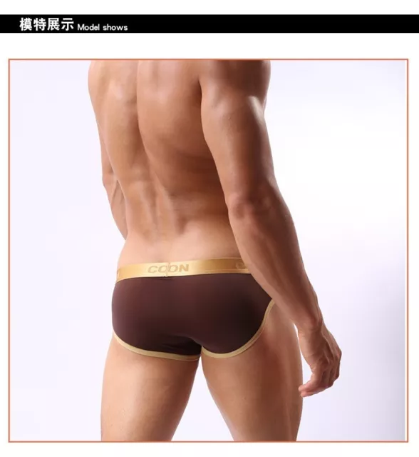 COCKCON Mens Brown Thin Mesh Low-Rise Briefs Sexy Underwear UK S As M Gay Int