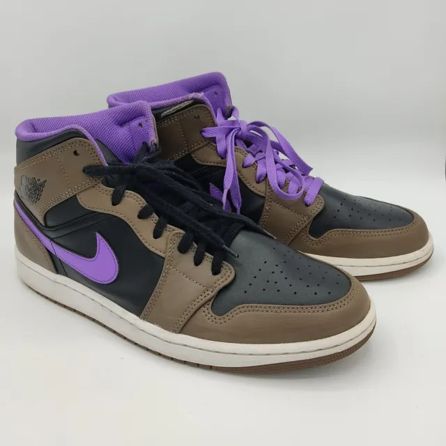 Nike Jordan Air 1 Mid Palomino Marrone e Viola US 10.5 EUR 44.5 usate