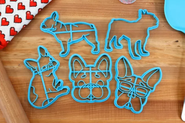 French Bulldog Cookie Cutters - Cutesy Frenchie, Frenchie Outline, Frenchie Sitt