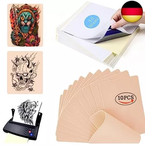 10 Stück Tattoo Übungshaut with 40 Blatt Tattoo Zubehör Tattoo Transferpapier -