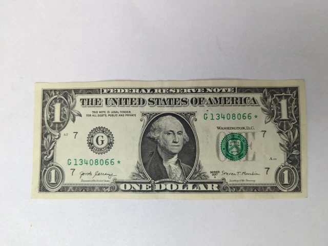 1 dollar bill star note series 2017A serial G13408066