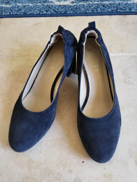 SCARPE VINTAGE ANNI 80 Carvela blu navy nuove velluto tacco