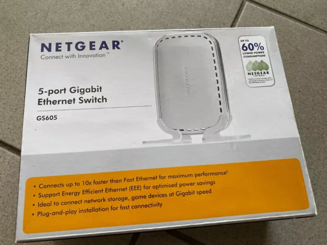 Netgear GS605 Switch, 5porte Gigabit Base-T RJ45, LED, Bianco - Come nuovo