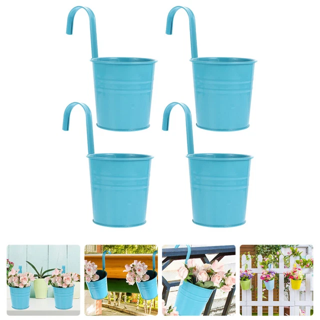 4 Pcs Hängender Blumeneimer Aus Zinn Eisen Zaun Pflanzer Balkontopf Geländer
