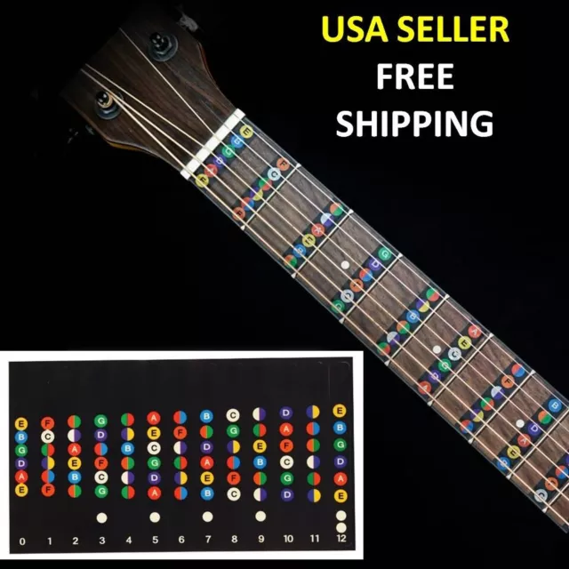 Guitar Fretboard Note Decal Finger Board Musical Scale Map Sticker Trainer Learn