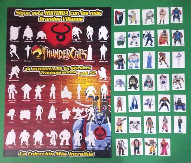 ALBUM POSTER THUNDERCATS 2 Sticker + Full Set 34/34 PERU 2022 Munn Ra Lion-O