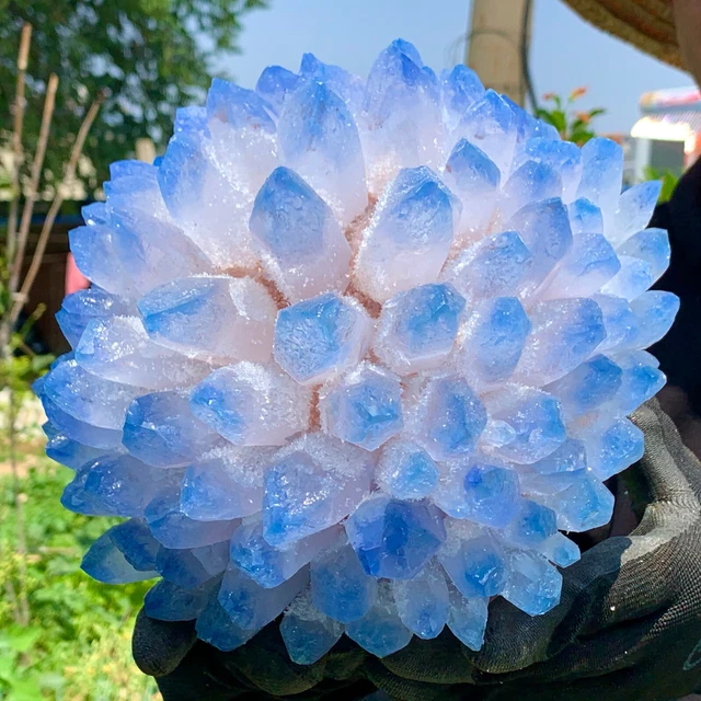 13.46LB New Find BLUE Phantom Quartz Crystal Cluster Mineral Specimen Healing 2