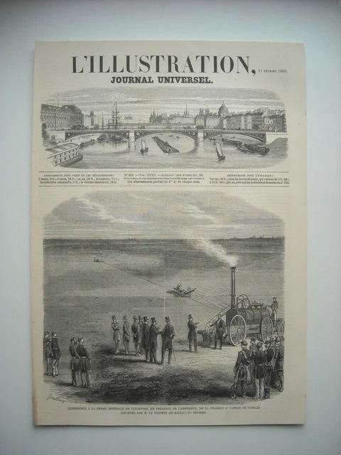 Gravure 1860. Experience Ferme Imperiale De Vincennes.charrue A Vapeur De Fowler