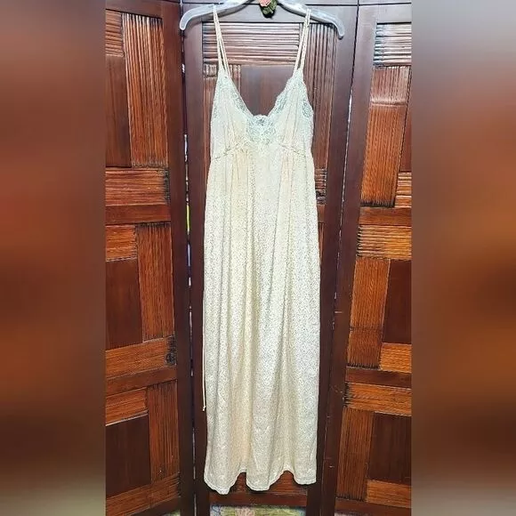 Woman's Vintage Christian Dior Lingerie Nightgown Champagne and Lace Size Small