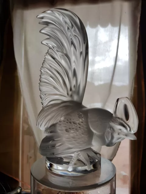 Lalique France Coq Nain en Cristal Mascotte Presse Papier Crystal Car Mascot 2