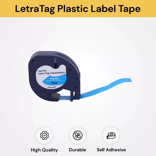 Compatible Dymo Letratag Tape Plastic Label Tape Adhesive Tape 12mm LT-100H 1/2"