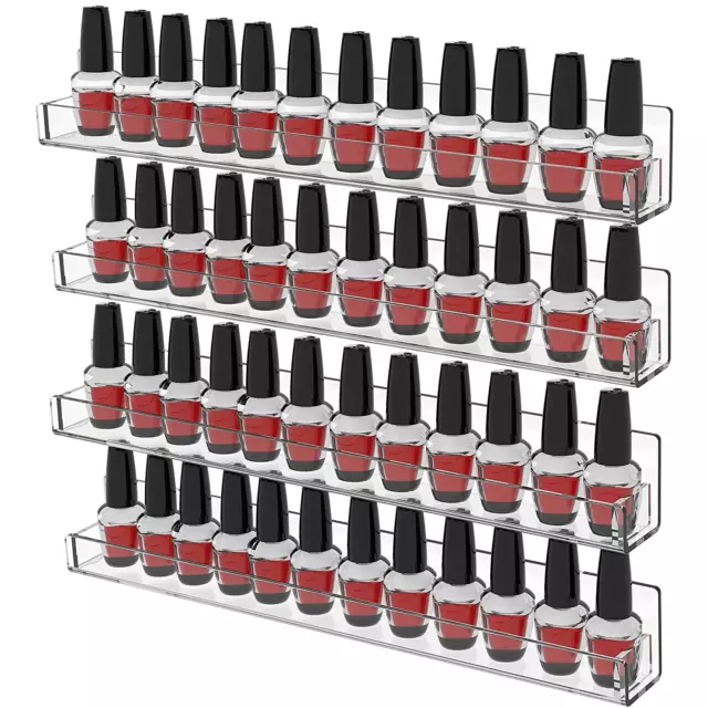 Nail Polish Organizer Wall Mounted4 Pack Nail Polish Rack Display 48 Bottles