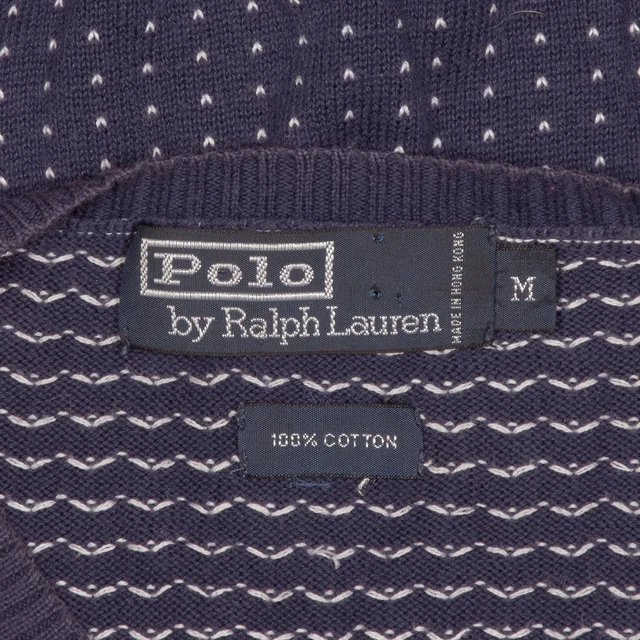 Vintage Polo Ralph Lauren Maglione Uomo Piccolo Reale Viola Birdseye Cotone V 3