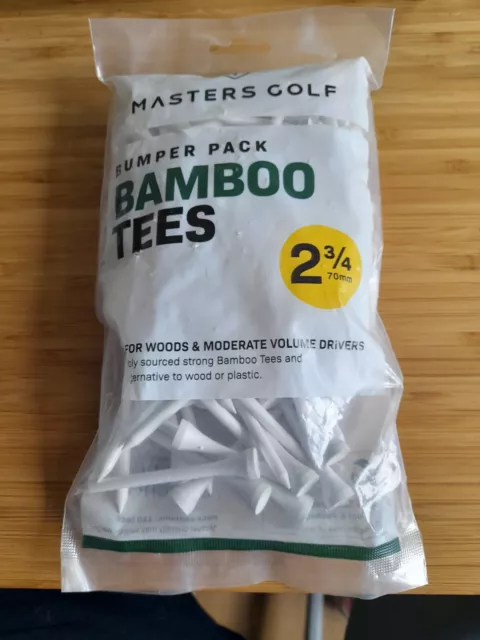 masters golf bamboo tees bumper pack 70mm-(110 pack of tees) colour-white