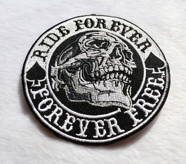 BIKER PATCH RIDE Forever Free Skull Aufnäher Kutte Aufbügler Skull ...