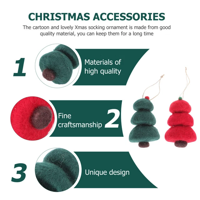 6 Pcs Wool Felt Pine Tree Pendant Christmas Party Favors Supplies Baubles