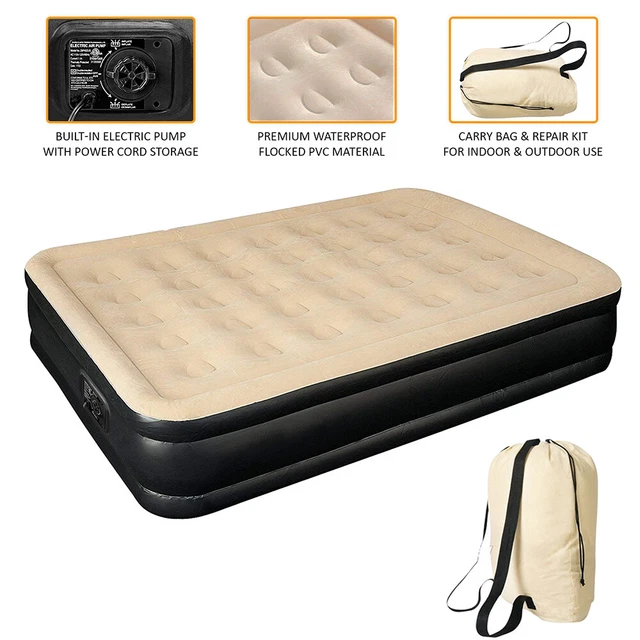 DOUBLE HIGH RAISED Inflatable Air Bed Mattress Built in Electric Pump