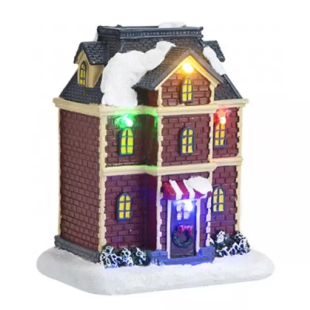 Christmas Miniature LED Lit Village Scene - Battery Operated - 12cm Townhouse