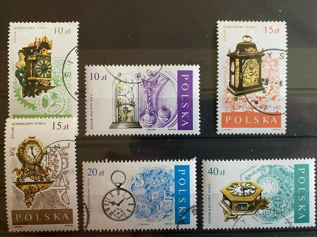 Briefmarken Polen Polska 1988 Mi.-Nr. 3142 - 3147 Alte Uhren gestempelt