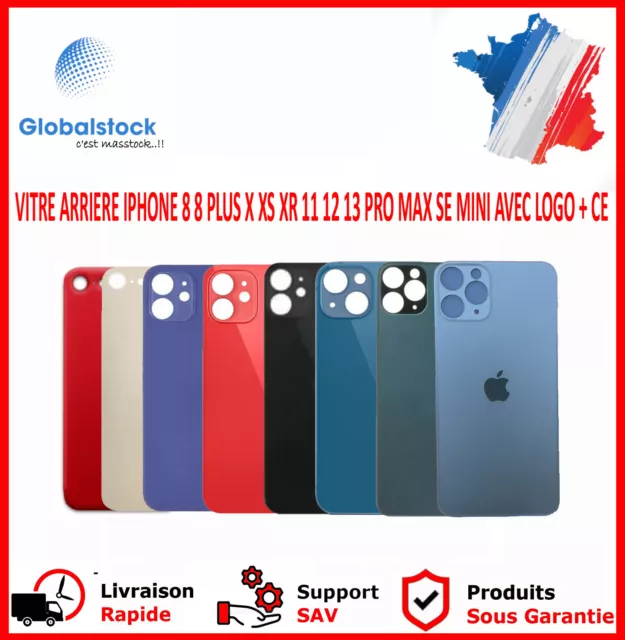 Vitre Arriere Iphone 8 8 Plus X Xs Xr 11 12 13 14 Pro Max Se Mini Avec Logo + Ce