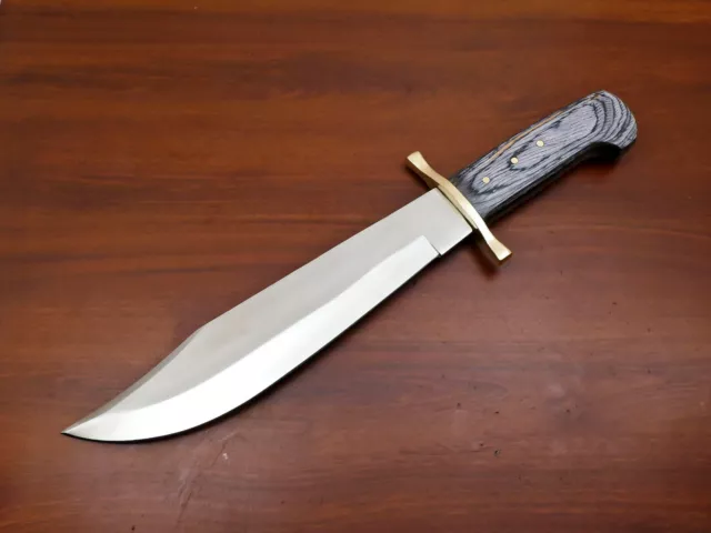 Rody Stan CUSTOM HAND MADE CLIP POINT D2 BLADE BOWIE HUNTING KNIFE - BRASS GUARD