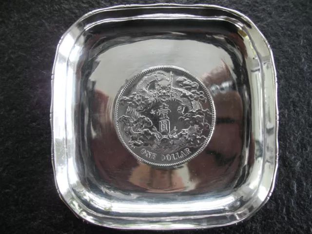 Münzschale Silber 935 Münzteller Handarbeit mit China Silber Münze 3 von 3