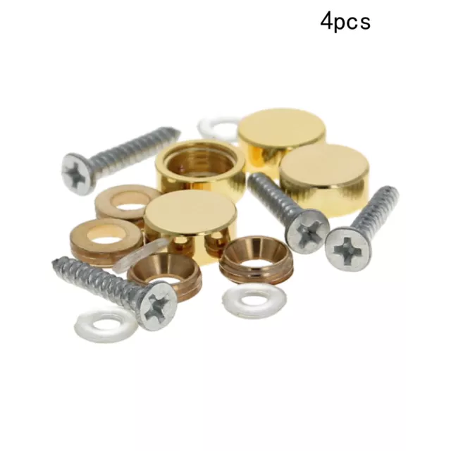 4Pcs 12-16mm Dia Brass Mirror Screws Decorative Caps Cover Nails Polished Gold