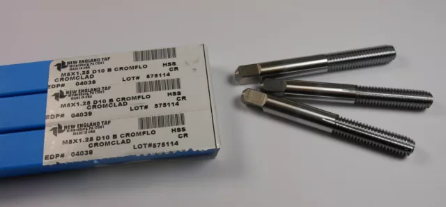NEW ENGLAND Roll Thread Forming Taps M8x1.25 HSS D10 Bottoming 04039 (3 Pcs)